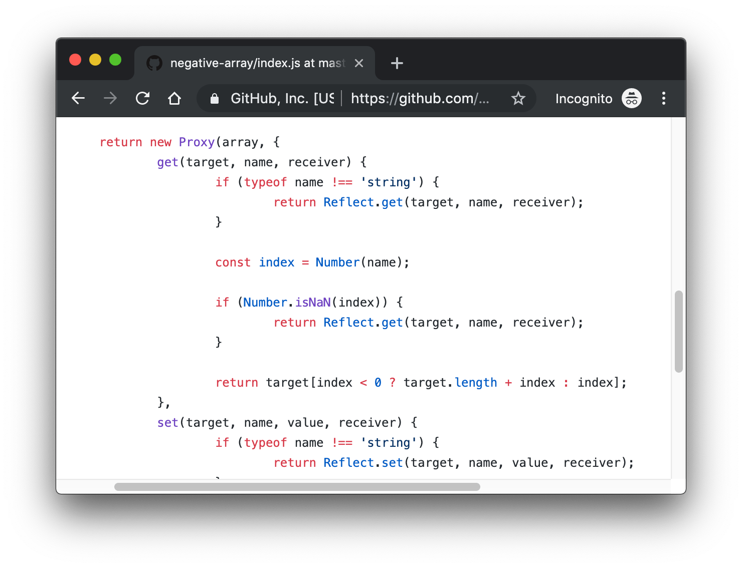 Negative array github code