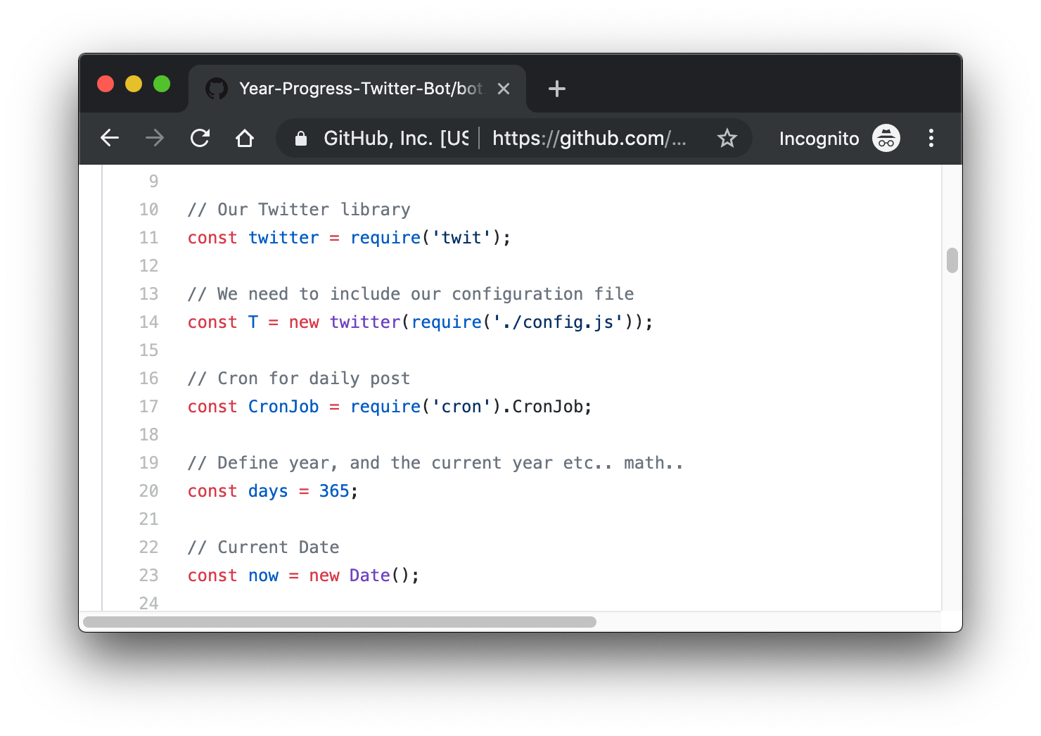 Twitter year in progress code