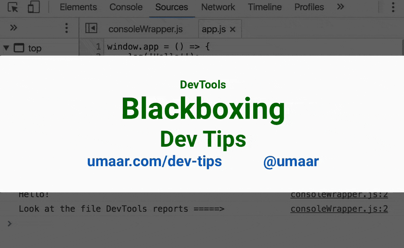 Using the Blackboxing feature for better debugging sessions