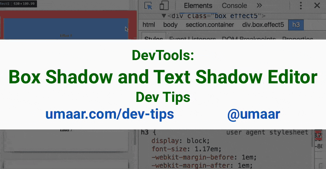 Use the Visual Shadow Editor to modify CSS Box and Text shadows