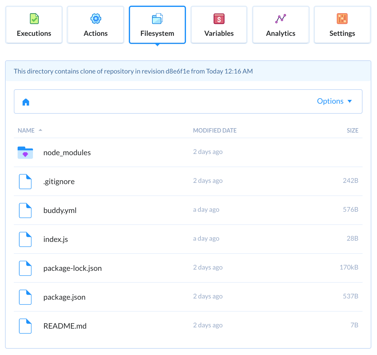 Buddy CI filesystem browser