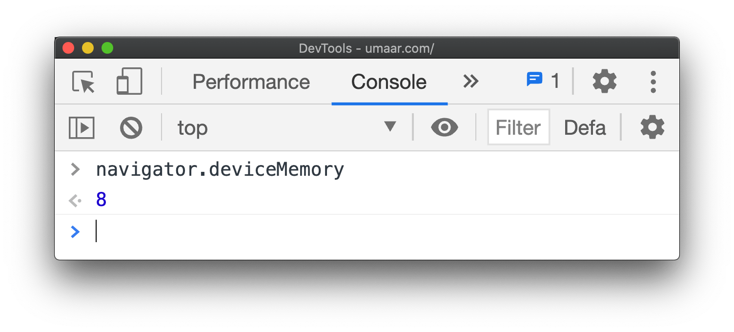 Getting the device memory from JavaScript
