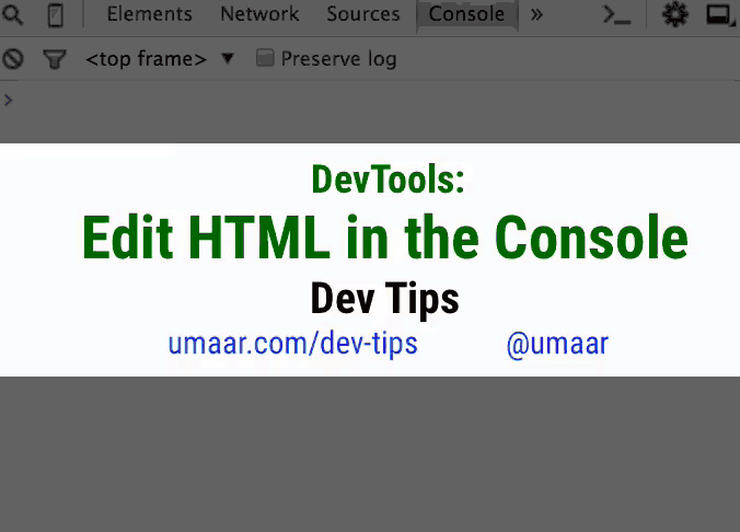 Edit HTML in the Console Panel of DevTools