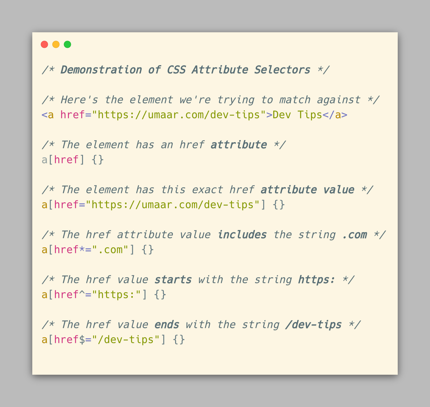 CSS Attribute Selectors