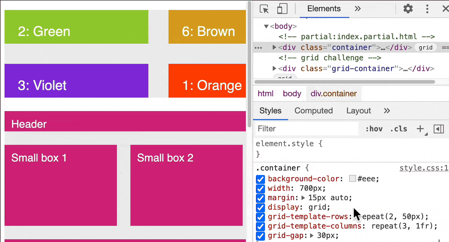 Inspecting and debugging CSS Grid