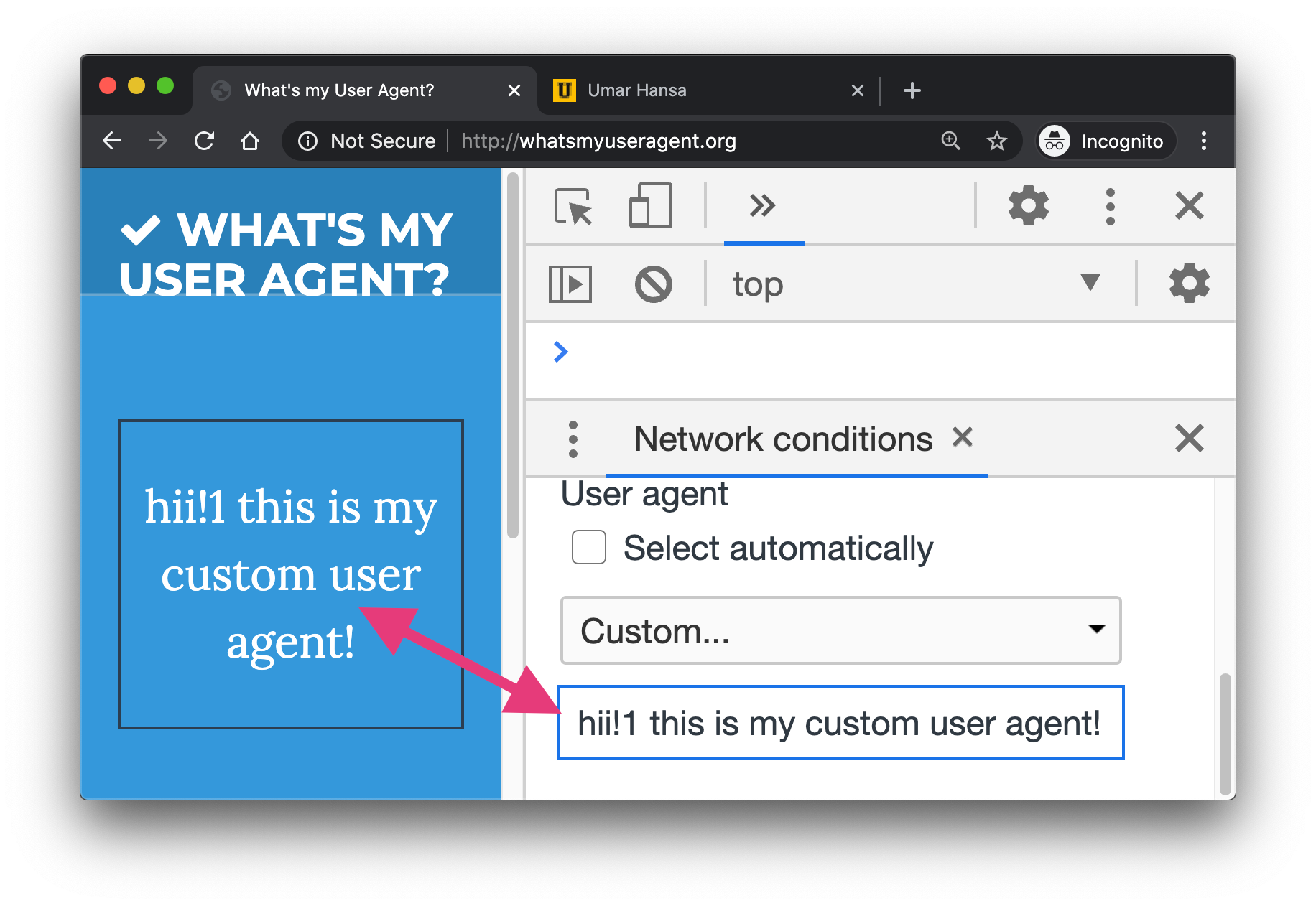 Set a custom user agent Chrome DevTools Dev Tips