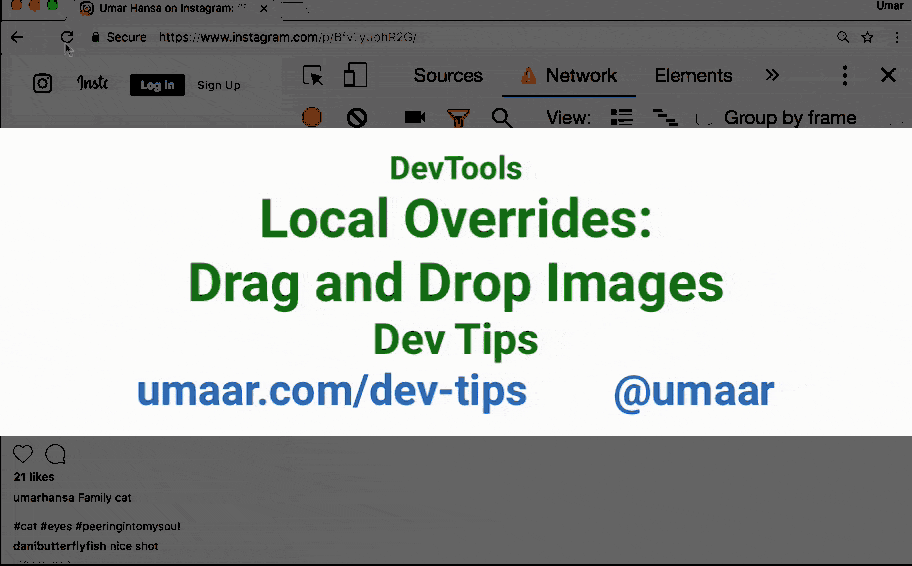 Drag and drop new images to override them on a website