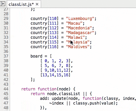 Efficiently select code by dragging to perform a column selection