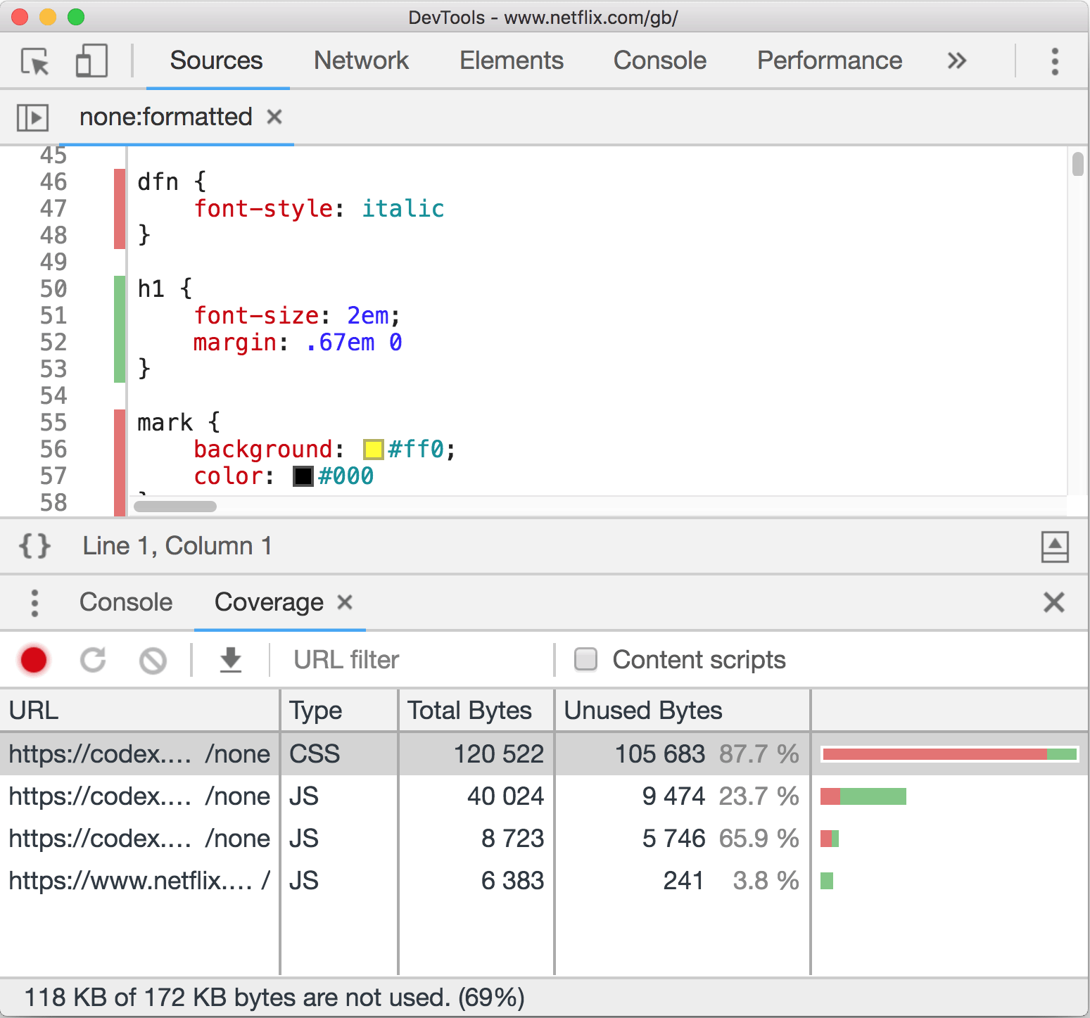 Code Coverage in DevTools