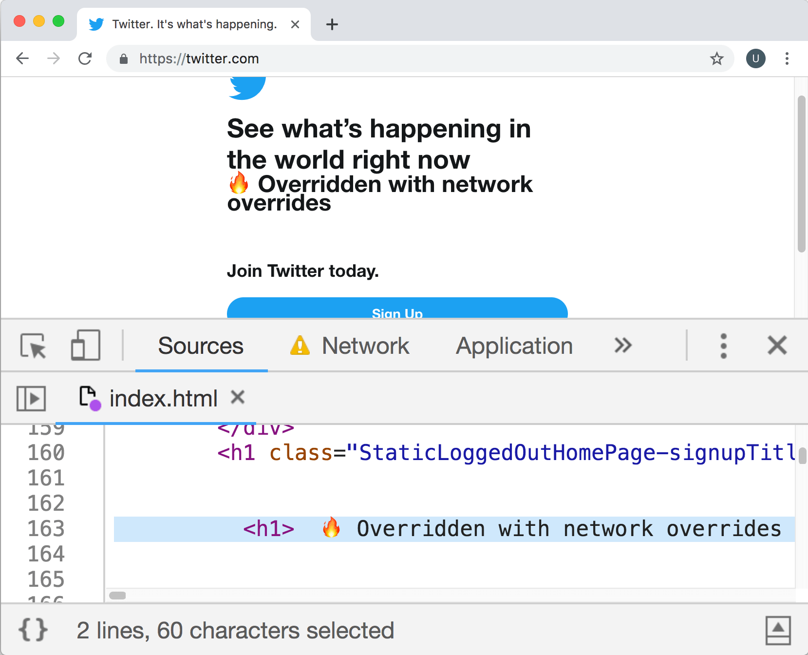 Using Network overrides in DevTools