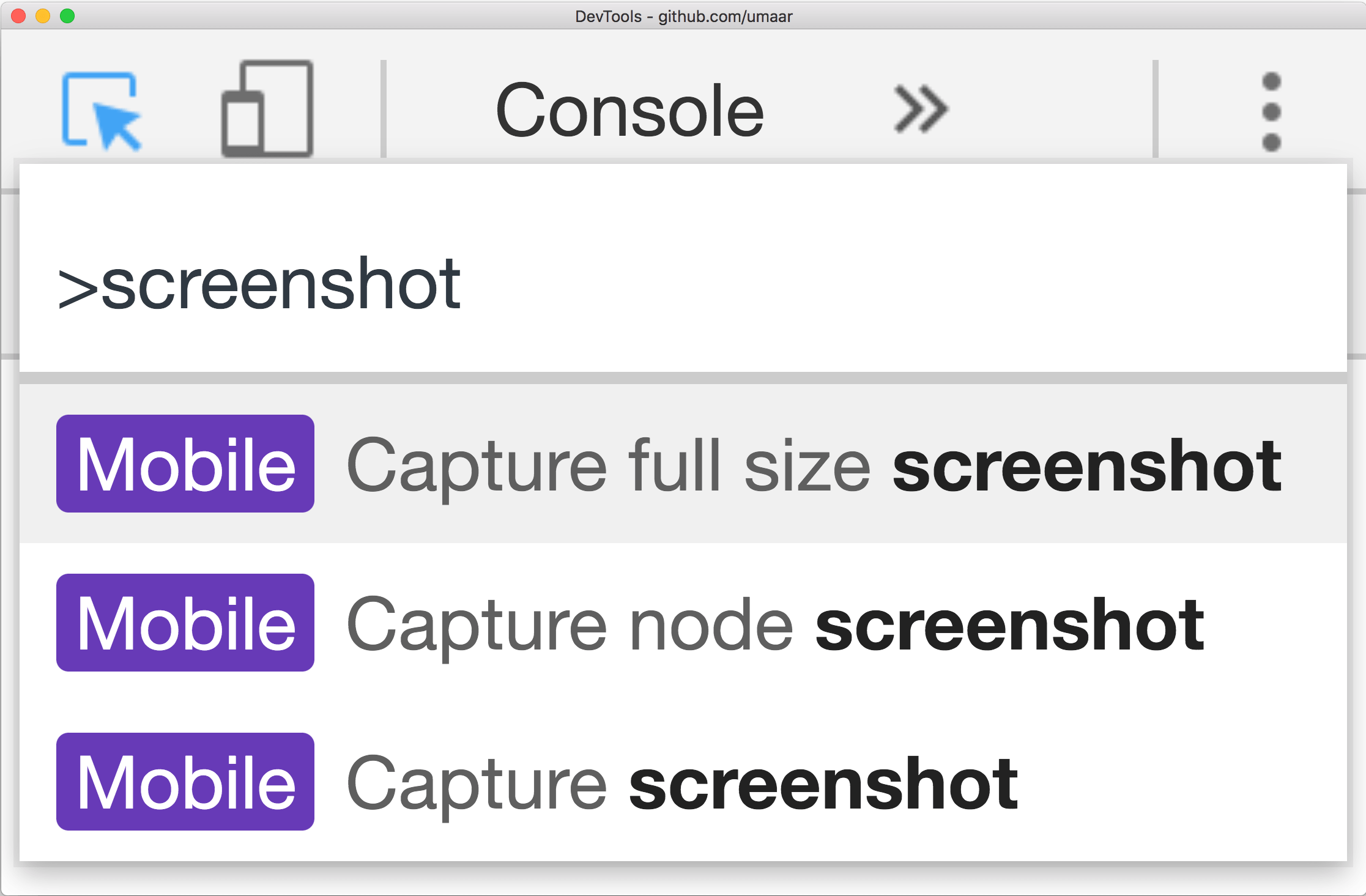 Capturing a viewport screenshot from DevTools