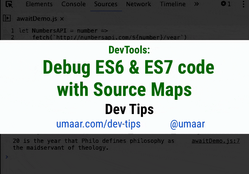 Debug JavaScript (ES6/ES7) code with Source Maps