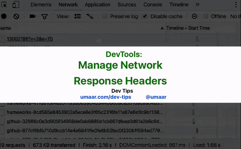 Customise the Network Response Header columns to focus on headers you care about