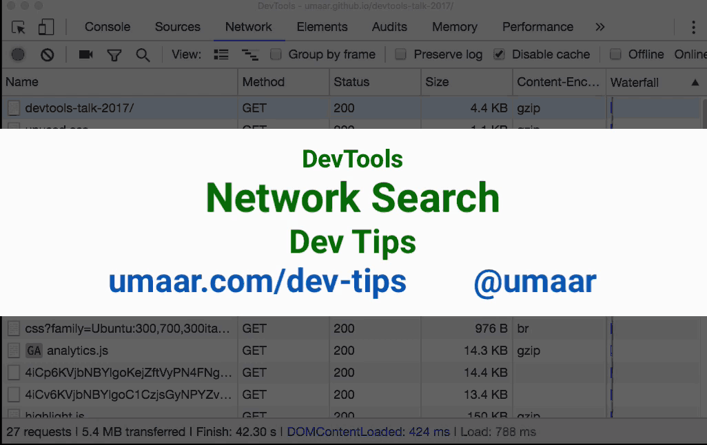 Search across all network headers and content