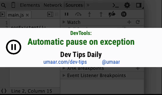 Automatically pause on any JavaScript exception
