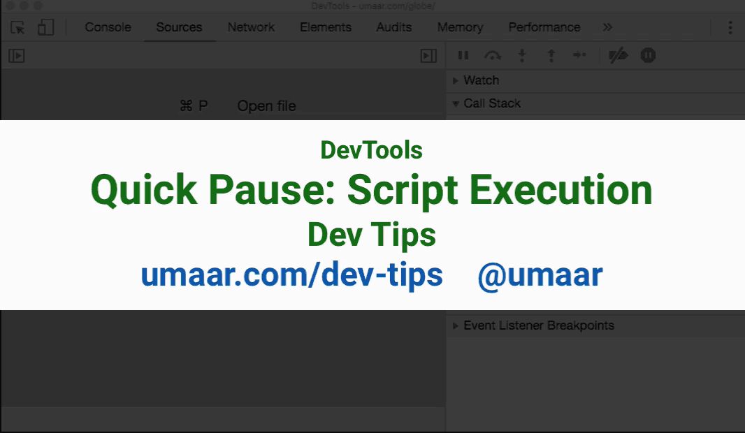 Easily pause on JavaScript code without manually setting breakpoints