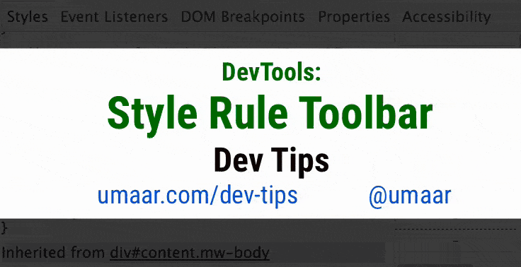 Use the style rule toolbar to perform common operations