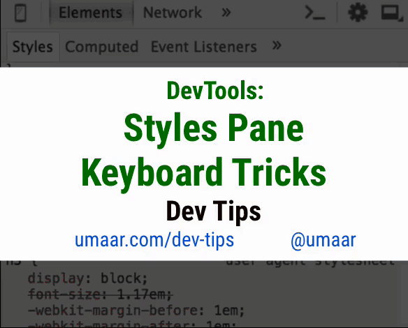 Simple keyboard tricks to use in the Styles Pane
