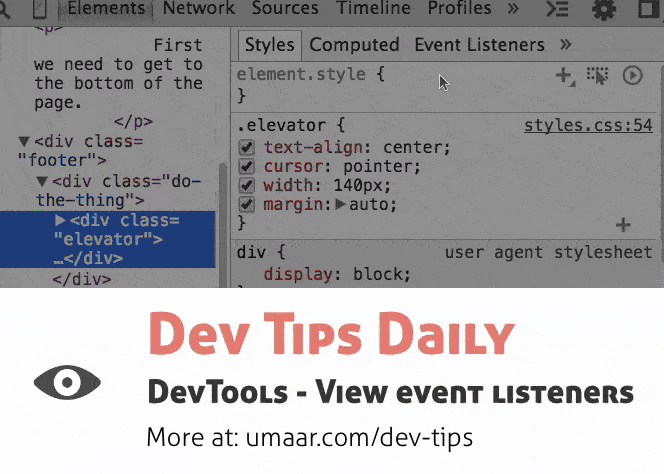 View Event Listeners On Elements Chrome Devtools Dev Tips