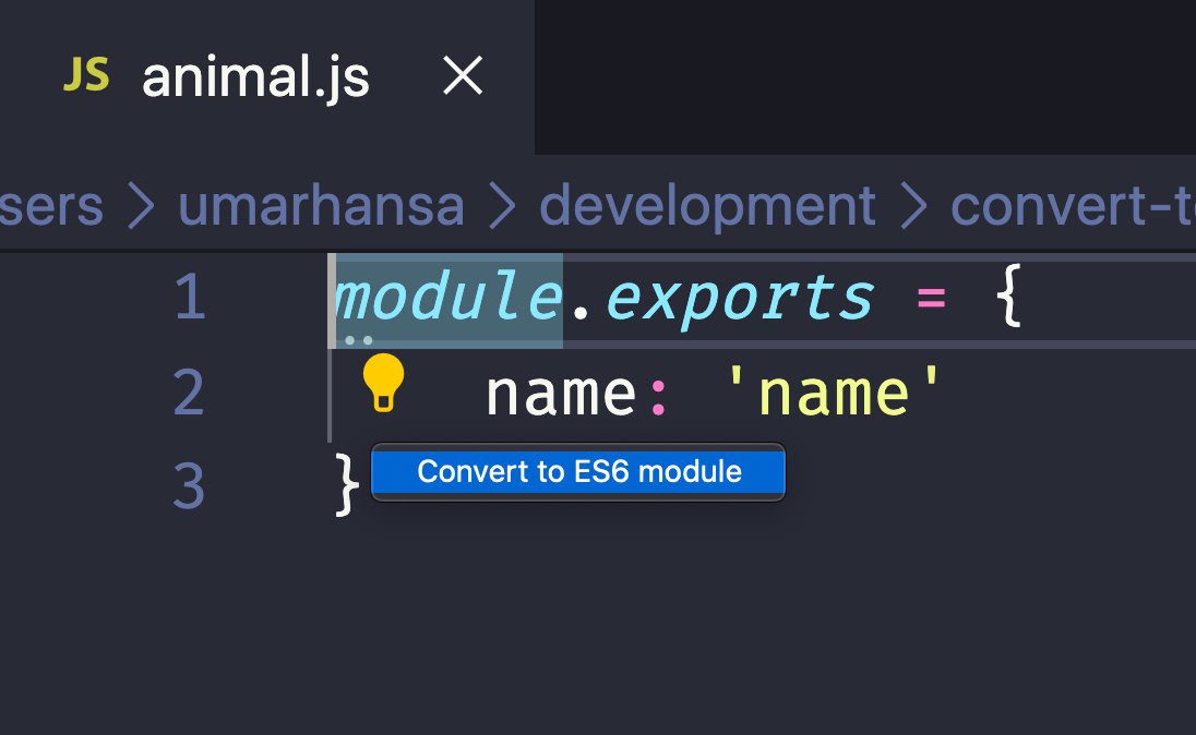 VS Code convert ES export
