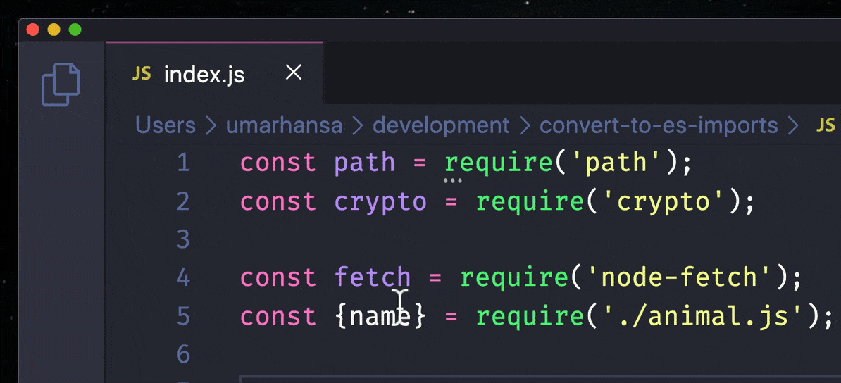 Easily convert require statements into modern ES module imports